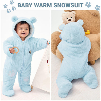 Baby Schneeanzüge Winter Overall mit Kapuze Fleece Strampler Mädchen Jungen Warm Outfits- Gr. 0-3 Monate (59 cm), Gelb
