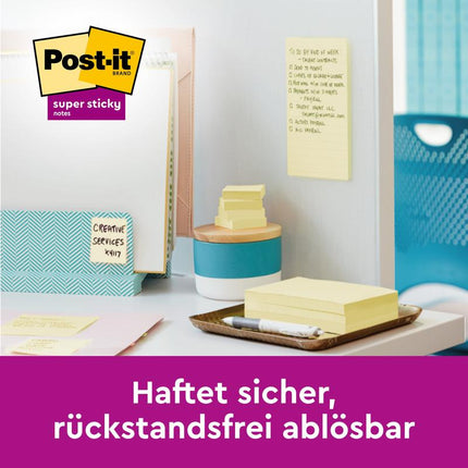 Post-it® Super Sticky Notes, 76 mm x 127 mm, 90 Blatt/Block, 100% PEFC