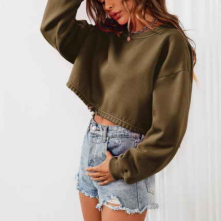 Perfectly Oversized Cropped Sweatshirt In Khaki