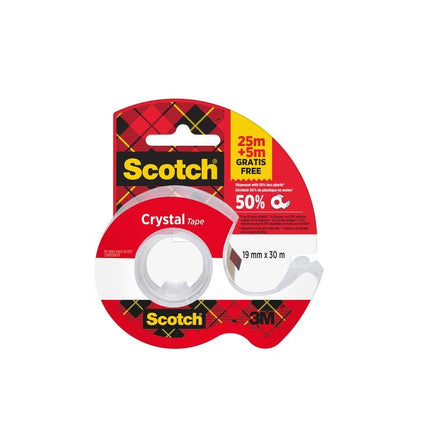 Scotch® Crystal Klebeband, 19mm x 25 m, 1 Rolle auf Handabroller/Packung + 5 m GRATIS