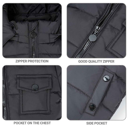 Kinder Daunenjacke Schneeanzug mit Künstliches Fell Kaputze Bekleidungsset Mädchen Jungen Verdickte Winterjacke + Skihose Daunenhose Kinderskianzug, Schwarz 4-5 Jahre