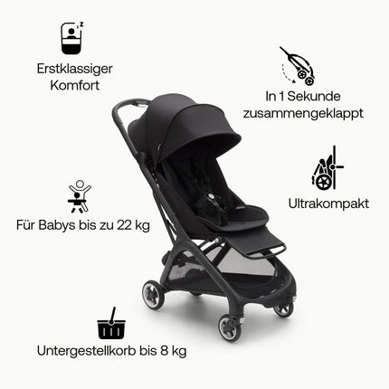 Bugaboo Butterfly ultrakompakter Reise-Kinderwagen, klein & leicht, einhändig faltbar und einfach zu lenken, ergonomischer City-Buggy für Babys ab 6 Monaten, mit viel Stauraum, Forest Green