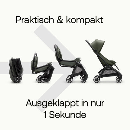 Bugaboo Butterfly ultrakompakter Reise-Kinderwagen, klein & leicht, einhändig faltbar und einfach zu lenken, ergonomischer City-Buggy für Babys ab 6 Monaten, mit viel Stauraum, Forest Green
