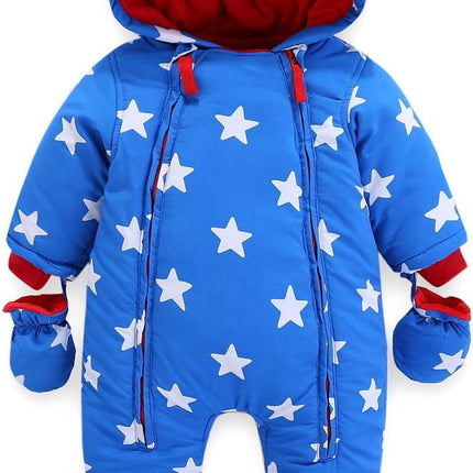 Baby Winter Overall Mit Kapuze Schneeanzüge mit Handschuhen und Füßlinge Mädchen Jungen Warm Kleidungsset