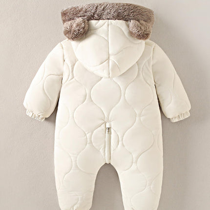 NEAWEALY Baby Winter Overall Mädchen Jungen Schneeanzüge Neugeborene Fleece Gefüttert Strampler Warmer Jumpsuit mit Kapuze