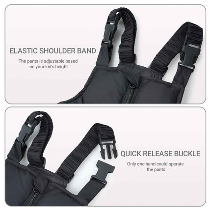 Kinder Daunenjacke Schneeanzug mit Künstliches Fell Kaputze Bekleidungsset Mädchen Jungen Verdickte Winterjacke + Skihose Daunenhose Kinderskianzug, Schwarz 4-5 Jahre