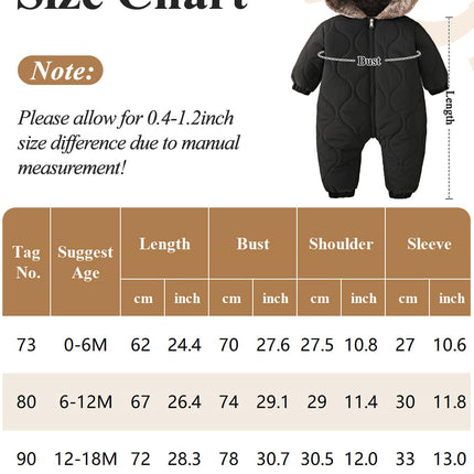 NEAWEALY Baby Winter Overall Mädchen Jungen Schneeanzüge Neugeborene Fleece Gefüttert Strampler Warmer Jumpsuit mit Kapuze