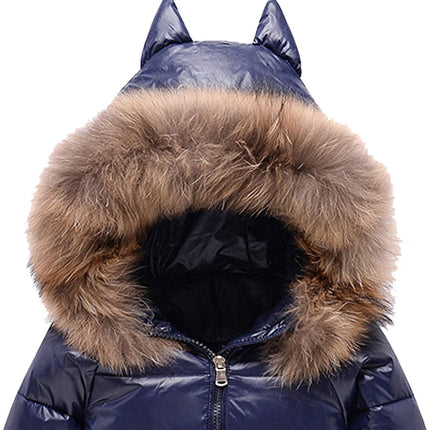 amropi Skianzug Mädchen Kinder Schneeanzug Daunenjacke mit Kaputze + Skihose 2tlg Bekleidungsset Winteranzug für 1-5 Jahre