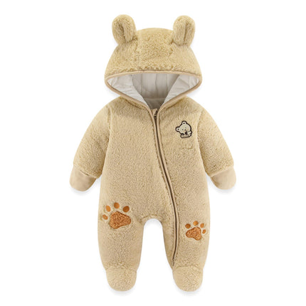 Baby Schneeanzüge Winter Overall mit Kapuze Fleece Strampler Mädchen Jungen Warm Outfits- Gr. 0-3 Monate (59 cm), Gelb