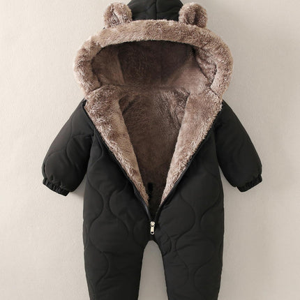 NEAWEALY Baby Winter Overall Mädchen Jungen Schneeanzüge Neugeborene Fleece Gefüttert Strampler Warmer Jumpsuit mit Kapuze