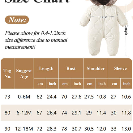NEAWEALY Baby Winter Overall Mädchen Jungen Schneeanzüge Neugeborene Fleece Gefüttert Strampler Warmer Jumpsuit mit Kapuze
