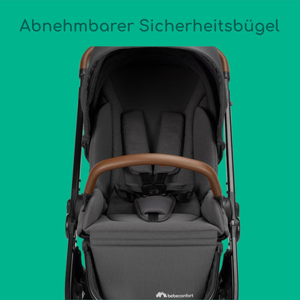 Bebeconfort Luvia Trio, Kinderwagen 3 in 1, 0–4 Jahre (0–22 kg), Baby Kinderwagen, Babyschale, Kinderwagenaufsatz, Smartes Faltsystem, Verstellbarer Schieber, Stoßdämpfung auf Rädern, Mineral Graphite
