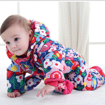 Baby Winter Overall Mit Kapuze Schneeanzüge mit Handschuhen und Füßlinge Mädchen Jungen Warm Kleidungsset