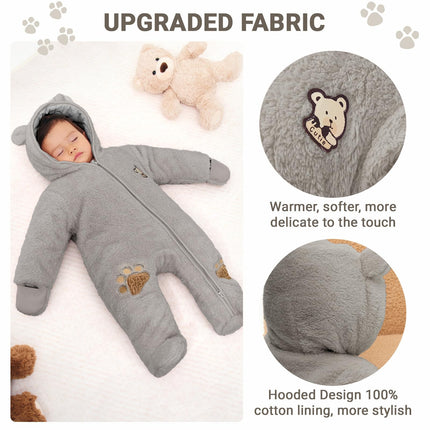 Baby Schneeanzüge Winter Overall mit Kapuze Fleece Strampler Mädchen Jungen Warm Outfits- Gr. 0-3 Monate (59 cm), Gelb