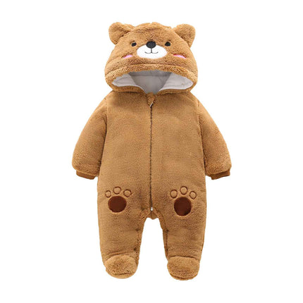 Baby Winter Schneeanzug Baby Strampler, Junge und Mädchen Einteiliger Anzug mit Kapuze, Kleinkind Oberbekleidung Schneeanzug Set Dick und Warm,Blau 3-6 Monate