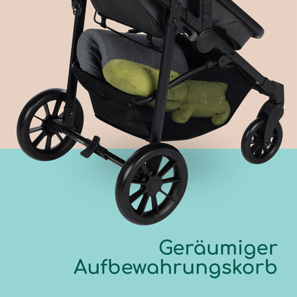 Bebeconfort Luvia Trio, Kinderwagen 3 in 1, 0–4 Jahre (0–22 kg), Baby Kinderwagen, Babyschale, Kinderwagenaufsatz, Smartes Faltsystem, Verstellbarer Schieber, Stoßdämpfung auf Rädern, Mineral Graphite