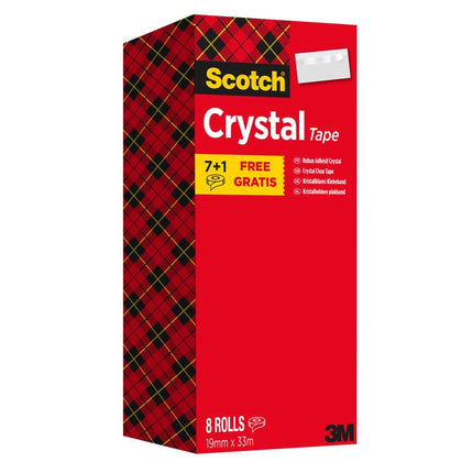 Scotch® Crystal Klebeband, transparent, Vorteilspack, 8 Rollen, 19 mm x 33 m | Packung (1 Stück)