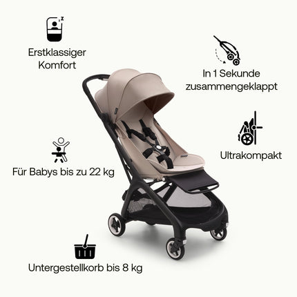Bugaboo Butterfly ultrakompakter Reise-Kinderwagen, klein & leicht, einhändig faltbar und einfach zu lenken, ergonomischer City-Buggy für Babys ab 6 Monaten, mit viel Stauraum, Forest Green