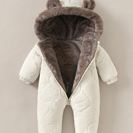 NEAWEALY Baby Winter Overall Mädchen Jungen Schneeanzüge Neugeborene Fleece Gefüttert Strampler Warmer Jumpsuit mit Kapuze