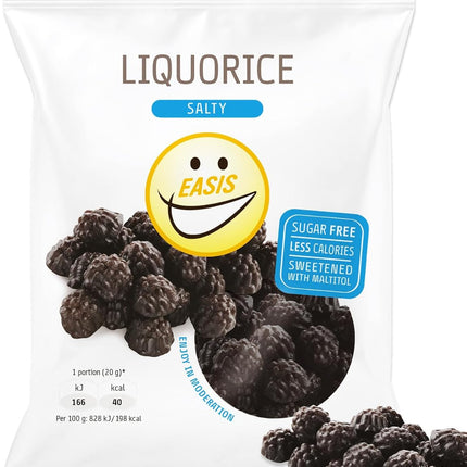 EASIS Gesalzene oder Gesüßte Lakritze Süßigkeiten Ohne Zuckerzusatz | Gesunder Snack mit Süßstoff auf natürlicher Basis für Kinder & Erwachsene, 1x80g
