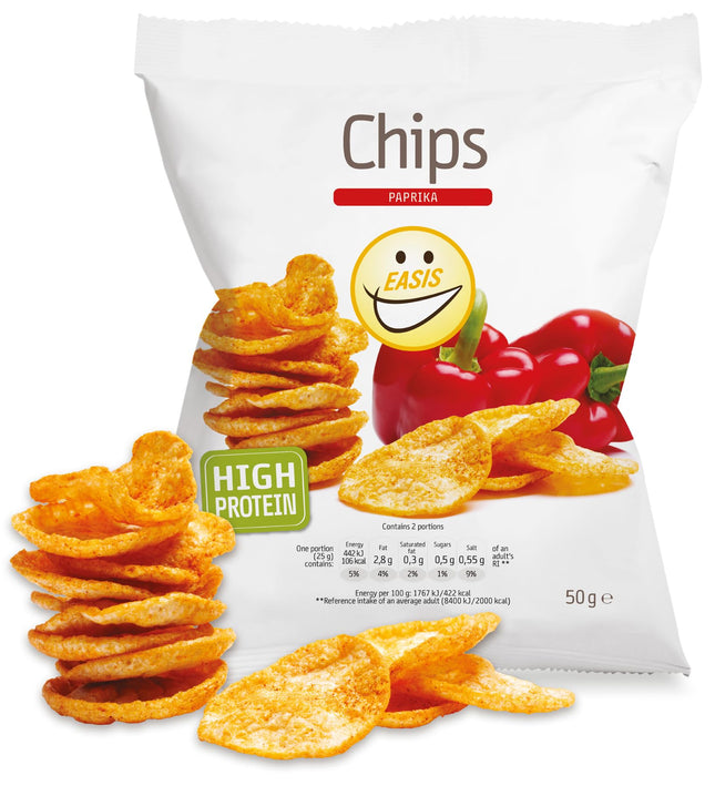 EASIS High Protein Chips, Sour Cream & Onion Crisps, Protein Snack, Reich an Ballaststoffen, 60% Weniger Fett, Perfekter Fitness Snack, 50g