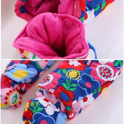 Baby Winter Overall Mit Kapuze Schneeanzüge mit Handschuhen und Füßlinge Mädchen Jungen Warm Kleidungsset