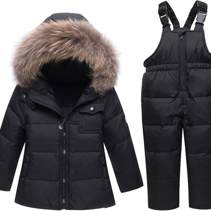 amropi Skianzug Mädchen Kinder Schneeanzug Daunenjacke mit Kaputze + Skihose 2tlg Bekleidungsset Winteranzug für 1-5 Jahre