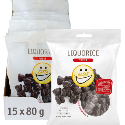 EASIS Gesalzene oder Gesüßte Lakritze Süßigkeiten Ohne Zuckerzusatz | Gesunder Snack mit Süßstoff auf natürlicher Basis für Kinder & Erwachsene, 1x80g