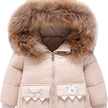 amropi Skianzug Mädchen Kinder Schneeanzug Daunenjacke mit Kaputze + Skihose 2tlg Bekleidungsset Winteranzug für 1-5 Jahre