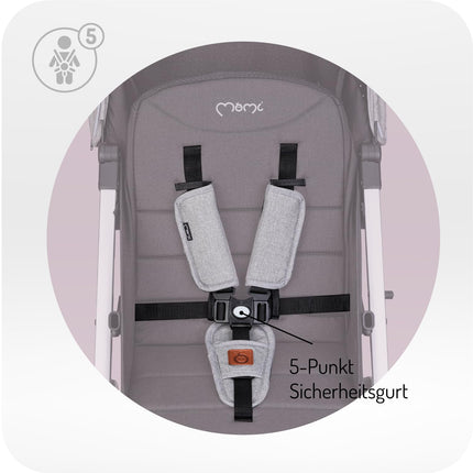 Kinderwagen MoMi ESTELLE ab 6 Monaten (bis 15 kg), klappbarer Kinderwagen mit 5-Punkt-SicherheitsgurtKinderwagen MoMi ESTELLE ab 6 Monaten (bis 15 kg), klappbarer Kinderwagen mit 5-Punkt-Sicherheitsgurt, Einkaufskorb mit Auflappfunktion , Teleskopzuggriff