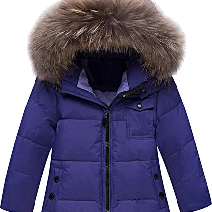 amropi Skianzug Mädchen Kinder Schneeanzug Daunenjacke mit Kaputze + Skihose 2tlg Bekleidungsset Winteranzug für 1-5 Jahre