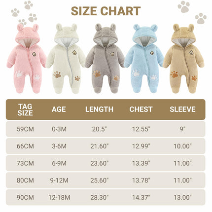Baby Schneeanzüge Winter Overall mit Kapuze Fleece Strampler Mädchen Jungen Warm Outfits- Gr. 0-3 Monate (59 cm), Gelb