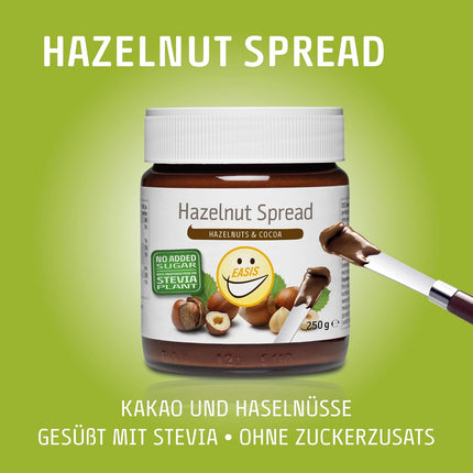 EASIS Cremiger Haselnuss-Kakao Brotaufstrich Ohne Zuckerzusatz | Ideal Schokoladen-Haselnusscreme für Vollkornbrot, Snacks & Backwaren | Kein Zusatz von Aromen oder Farbstoffen | Einmachglas 250g