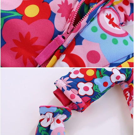 Baby Winter Overall Mit Kapuze Schneeanzüge mit Handschuhen und Füßlinge Mädchen Jungen Warm Kleidungsset