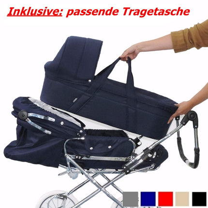 EICHHORN Kinderwagen Kombikinderwagen Komplett-Set, 0-3 Jahre, umbaubar zum Sportwagen, inklusive Babytragetasche, EVA-Rad, marineblau