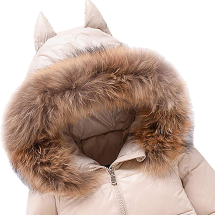 amropi Skianzug Mädchen Kinder Schneeanzug Daunenjacke mit Kaputze + Skihose 2tlg Bekleidungsset Winteranzug für 1-5 Jahre