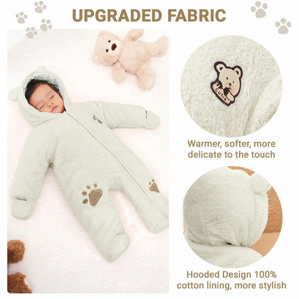 Baby Schneeanzüge Winter Overall mit Kapuze Fleece Strampler Mädchen Jungen Warm Outfits- Gr. 0-3 Monate (59 cm), Gelb