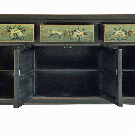 Vintage Asia Orientalische Kommode Sideboard Schrank Minzgrün - Art. 34372-6