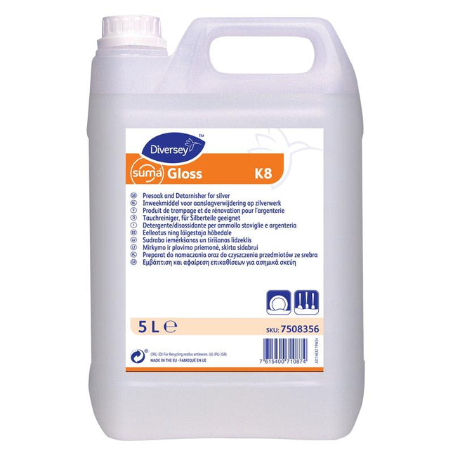 Suma Gloss K8, Flüssiger Bestecktauchreiniger, für Silberteile geeignet | Kanister (5 l)