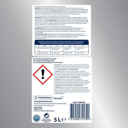 SUN Professional Klarspüler für Hartwasser, Saurer Klarspüler | Kanister (5 l)