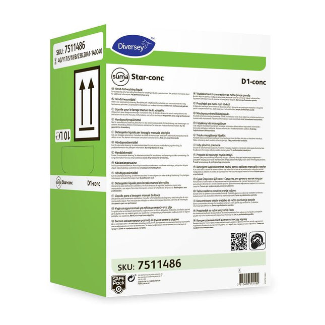 Suma Star-conc D1 conc, Handgeschirrspülmittel, hochkonzentriert | Safepack (10 l)