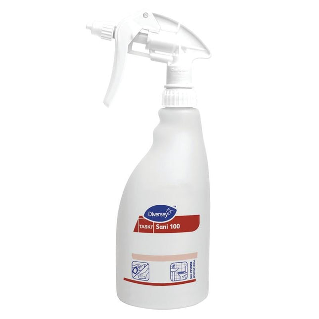 Triggersprayflasche Sani 100, Nachfüllflasche Sani 100, roter Trigger (0,5L) | Karton (5 Flaschen)