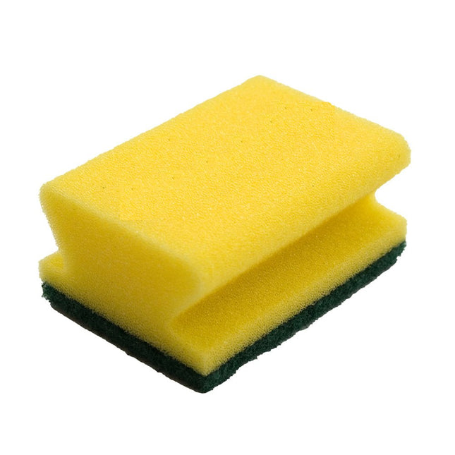 TASKI Schwamm stark und kräftig, gelb/grün, Padschwamm mit grünem Scheuerpad, effektive Reinigung unempfindlicher, stark verschmutzter Oberflächen, Größe 6 x 9,5 cm, gelb/grün  | Packung (100 Stück)