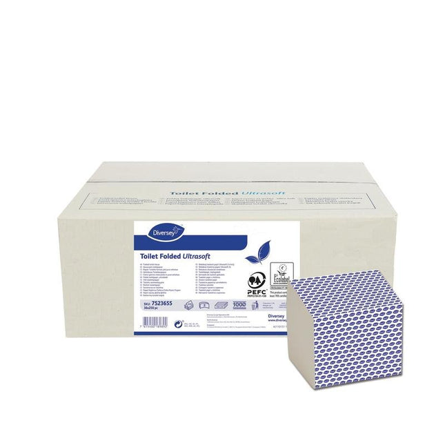 Toilettenpapier «Folded» Ultrasoft 36x250 Stk., Toilettenpapier in Einzelblätter, aus Zellstoff, wei | Karton (36 Packungen)