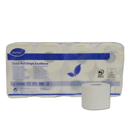 Toilettenpapier Single Excellence, Toilettentissue - feinste Qualität, reiner Zellstoff, 3-lagig, hochweiß, 250 Blätter/Rolle | Packung (8 Rollen)