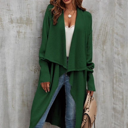 Dark Green Chunky Pleat Oversized Cardigan