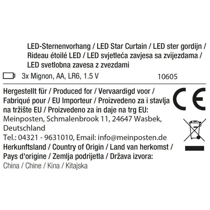 Lichterkette Sternenvorhang LED warmweiß Lichtervorhang 80x60cm Batterie Timer
