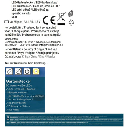 Gartenstecker Stern LED Weihnachtsbeleuchtung batterie Timer warmweiß 50x98 cm