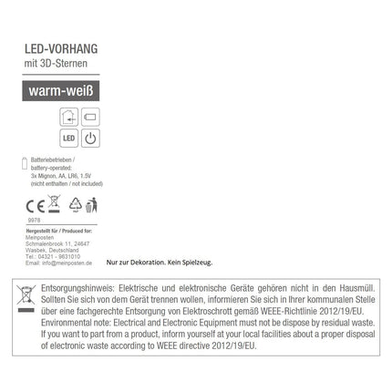 Sternenvorhang Sternvorhang LED warmweiß Lichtervorhang Lichterkette 120x160 cm