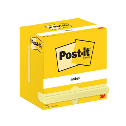 Post-it® Notes, Gelb, 76 mm x 127 mm, 100 Blatt/Block, 12 Blöcke/Packung, Kartonverpackung, 100% PEF | Packung (1 Stück)